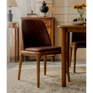 Sunvega Modern Tan Faux Leather Upholstered Dining Chair for Home Office