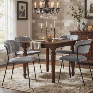 Sunvega Set of 2 Stable Velvet Upholstered Dining Chairs with Metal Legs