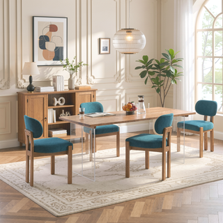 Sunvega Modern Upholstered Wooden Dining Chairs Set of 2 for Small Spaces