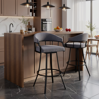 Sunvega 30 Inch Swivel Bar Stool with Faux Leather Upholstery and Metal Base
