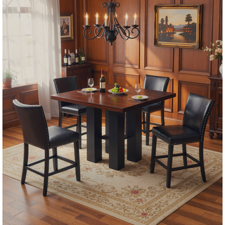 Sunvega Counter Height Upholstered PU Chair with Chrome Nailhead Trim and Footrest