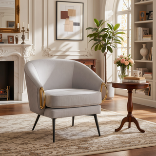 Sunvega Contemporary Glam Velvet Accent Chair with Gold Metal Accents