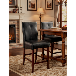Sunvega Transitional Brown Cherry Leatherette Cushion Seat Counter Height Chairs
