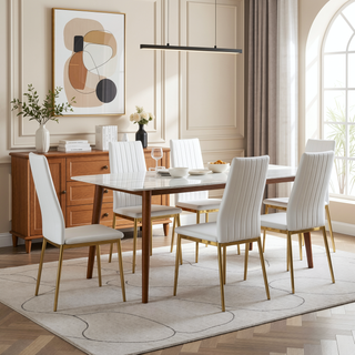 Sunvega Golden Legs and Black Seat Comfortable Durable Dining Chair Set of 4