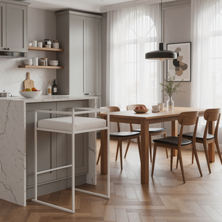 Sunvega Contemporary White Faux Leather Stackable Counter Stools Set of 2