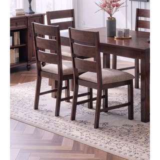 Sunvega Solid Rubberwood Antique Cherry Dining Chairs with Fabric Cushion Seat
