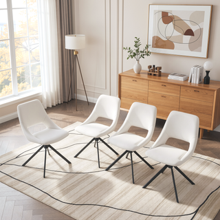 Sunvega Modern PU Leather Swivel Dining Chairs Set of 2 with Auto-Return and High Back