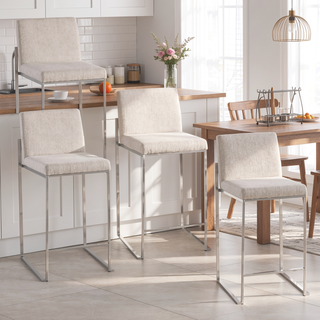 Sunvega Contemporary High Back Counter Stool Set with Padded Seat and Backrest