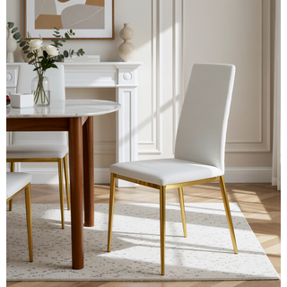 Sunvega Golden Legs and Black Seat Comfortable Durable Dining Chair Set of 4