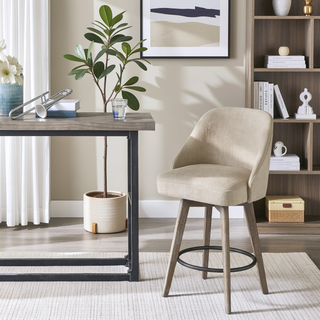 Sunvega Swivel Counter Stool with Medium High Back and Metal Ring Footrest