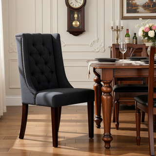 Sunvega Modern Wingback Dining Chairs with Button Tufted Stitching and Birch Wood Legs