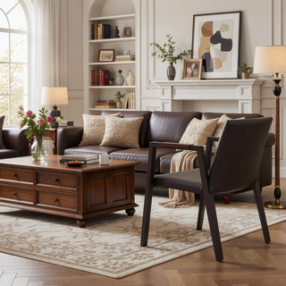 Sunvega Modern Faux Leather Upholstered Dining Chair with Metal Frame