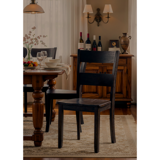Sunvega Solid Acacia Wood Armless Side Chair with Scooped Seat and Ladder-back