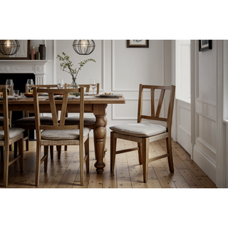 Sunvega Hickory Slat Back Chair with Rattan Seat and Cushion in Almond Set of 2