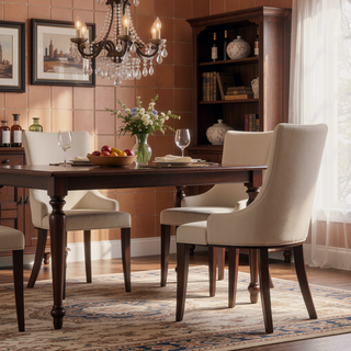 Sunvega Modern Upholstered Dining Chairs Set of 2 in Tan Faux Leather