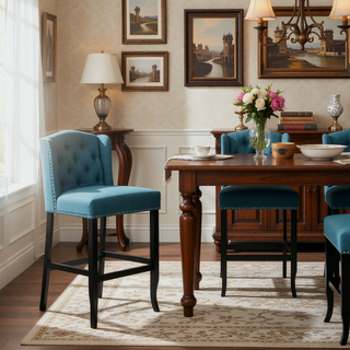 Sunvega Vienna Contemporary Tufted Wingback 31 Inch Counter Stools Set of 2