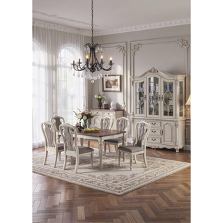 Sunvega Antique White Set of 2 Gray Upholstered Tufted Dining Chairs with Cushion Seat
