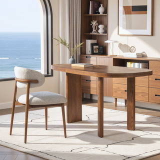 Sunvega Modern Upholstered Dining Chair with Wood Frame and Salt & Pepper Boucle
