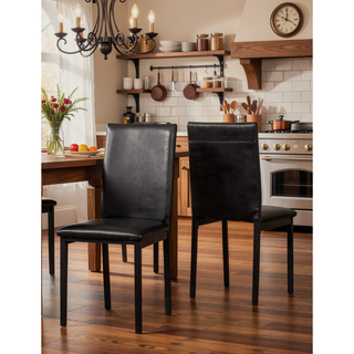 Sunvega Red Faux Leather Upholstered Metal Frame Dining Chairs Set of 4