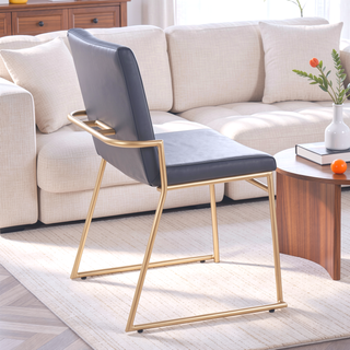 Sunvega Gold Steel and Grey Faux Leather Contemporary Dining Chair Set of 2