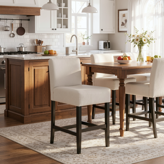 Sunvega Transitional Bonded Leather Counter Stools with Studded Accents Set of Two