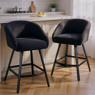 Sunvega Upholstered Bar Stool with Soft Backrest and Armrest for Kitchen Island