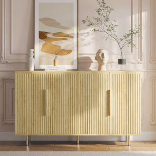Sunvega Modern Fluted Sideboard with Adjustable Shelves for Living Room Storage