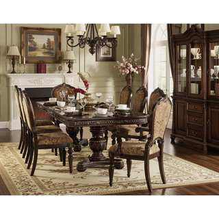 Sunvega Traditional Formal Side Chairs Set of 2 with Jacquard Upholstery and Cherry Finish
