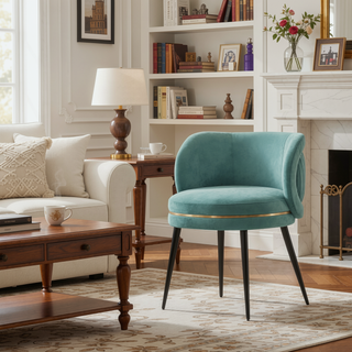 Sunvega Modern Velvet Upholstered Dining Chair with Gold Ring Seat for Dining Room