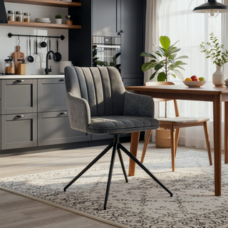 Sunvega Modern Faux Leather and Fabric Metal Swivel Dining Chairs Set of 2