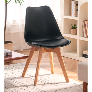 Sunvega Mid Century Modern Style Dining Chair Set with PU Leather Cushion and Wood Legs