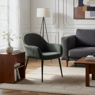 Sunvega Gresham Charcoal Upholstered Dining Arm Chair with Diamond Pattern
