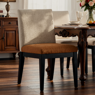 Sunvega Beige and Black Padded Side Chairs with Ergonomic Design for Living Room