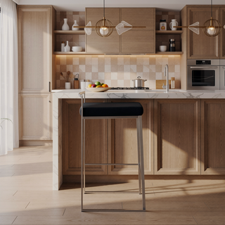 Sunvega Contemporary Stackable Counter Stools with Black Velvet Cushion Set of 3