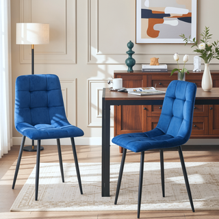 Sunvega Grey Velvet Dining Chairs Set of 2 with Metal Legs for Kitchen and Living Room