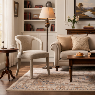 Sunvega Mid-Century Modern Tweed Upholstered Armchair for Dining and Living Room