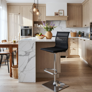 Sunvega Mirage Contemporary Adjustable Swivel Barstool with Mesh Seat and Chrome Base