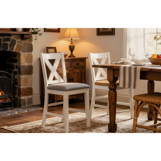 Sunvega Modern Counter Height Chairs with X Back Design and Cushion Seat