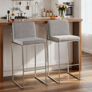 Sunvega Fuji Contemporary High Back Barstool Set with Padded Seat and Backrest