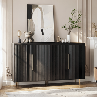 Sunvega Modern Fluted Sideboard with Adjustable Shelves for Living Room Storage
