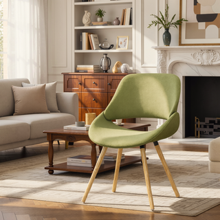 Sunvega Acid Green Mid Century Modern Bentwood Dining Chair with Light Brown Frame