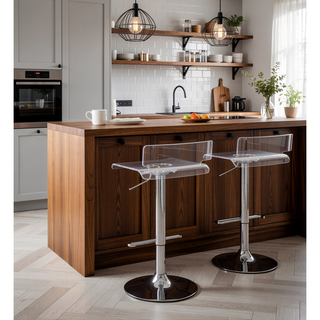Sunvega Modern Acrylic and Chrome Bar Stool with Swivel Seat and Footrest