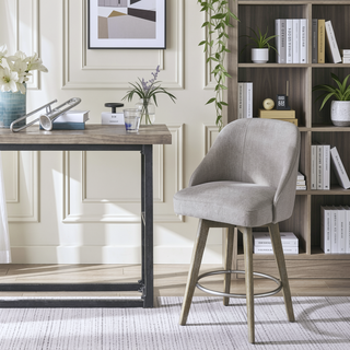 Sunvega Swivel Counter Stool with Medium High Back and Metal Ring Footrest