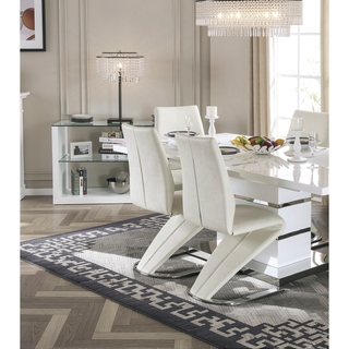 Sunvega Contemporary Style Black Leatherette Dining Chairs with Z-Shaped Chrome Base