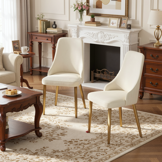 Sunvega PU Leather Dining Chairs with Stainless Steel Legs and Ergonomic Design Set of 2