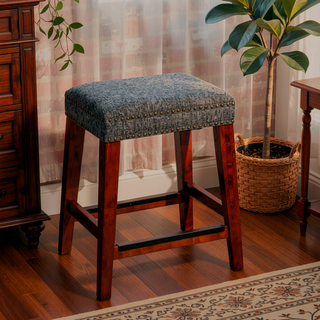 Sunvega Black and Gray Tweed Upholstered 24 Inch Backless Counter Stool