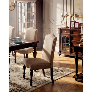 Sunvega Industrial Style Brown Cherry Ivory Upholstered Fabric Counter Height Dining Chairs