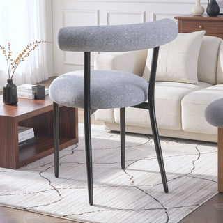 Sunvega Modern Metal Frame Dining Chairs Set of 2 with Curved Open Backrests