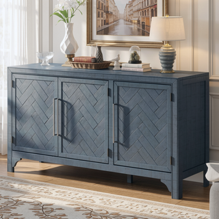 Sunvega MDF and Pine Veneer Sideboard Cabinet with Adjustable Shelves for Living Rooms