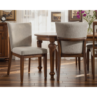 Sunvega Mid-Century Style Curved Back Upholstered Seat Dining Chairs 2pc Set